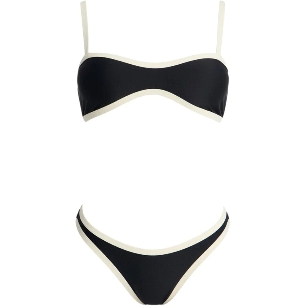 New XS Fashion Nova Tania Black White Colorblock 2 Piece Bikini Swim Set